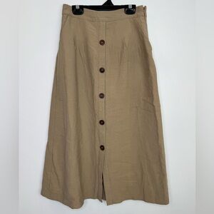 Le Lis Women’s tan Button-Front A-Line Skirt size medium
